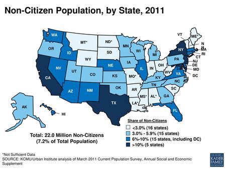 Non-Citizen Population, by State, 2011