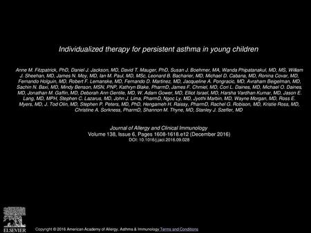 Individualized therapy for persistent asthma in young children