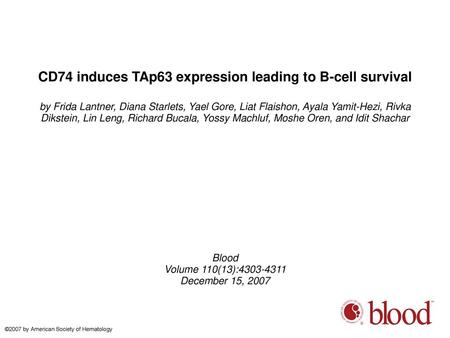 CD74 induces TAp63 expression leading to B-cell survival