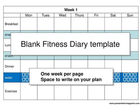 Blank Fitness Diary template