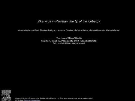 Zika virus in Pakistan: the tip of the iceberg?