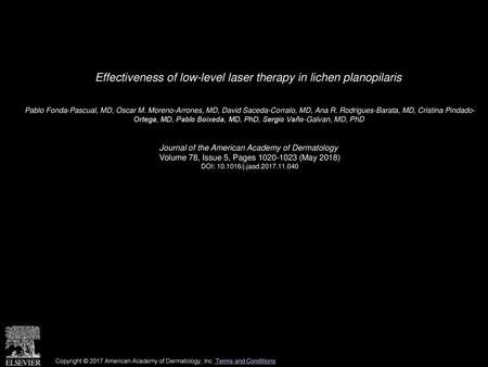 Effectiveness of low-level laser therapy in lichen planopilaris