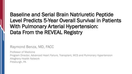 Baseline and Serial Brain Natriuretic Peptide Level Predicts 5-Year Overall Survival in Patients With Pulmonary Arterial Hypertension: Data From the REVEAL.