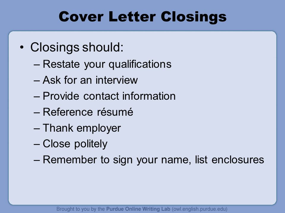 cover letter closings