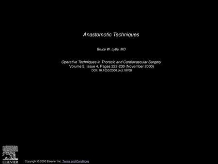 Anastomotic Techniques