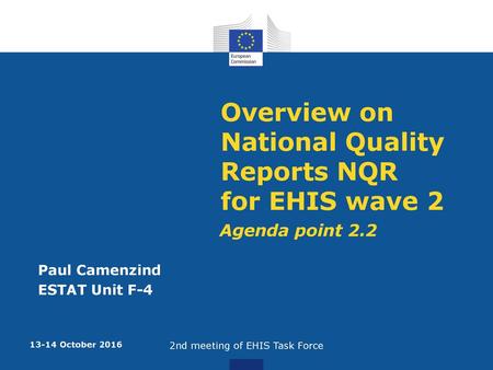 Overview on National Quality Reports NQR for EHIS wave 2