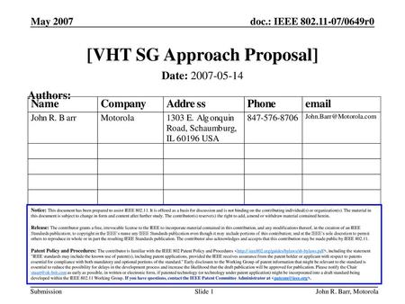 [VHT SG Approach Proposal]