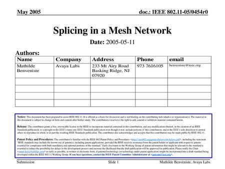 Splicing in a Mesh Network
