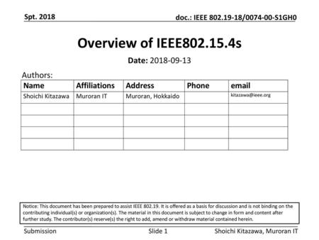 Overview of IEEE s Date: Authors: Spt. 2018