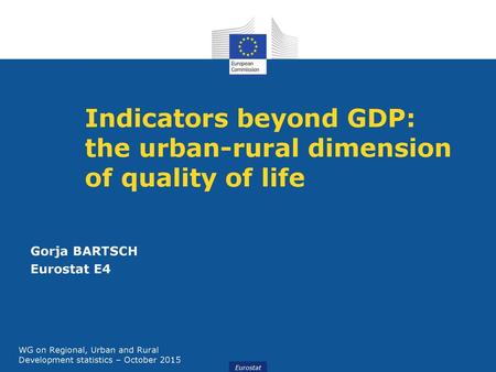 Indicators beyond GDP: the urban-rural dimension of quality of life