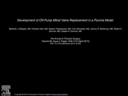 Development of Off-Pump Mitral Valve Replacement in a Porcine Model