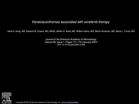 Keratoacanthomas associated with sorafenib therapy