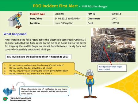 PDO Incident First Alert – MBPS/Schlumberger