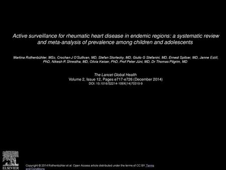 Active surveillance for rheumatic heart disease in endemic regions: a systematic review and meta-analysis of prevalence among children and adolescents 