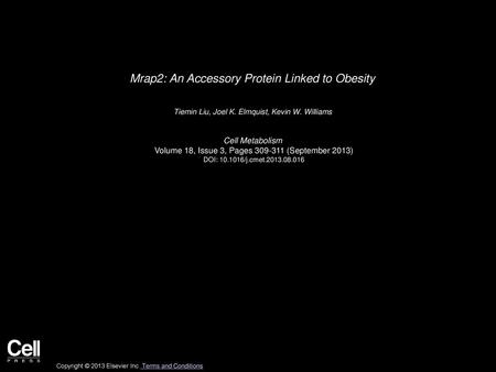 Mrap2: An Accessory Protein Linked to Obesity
