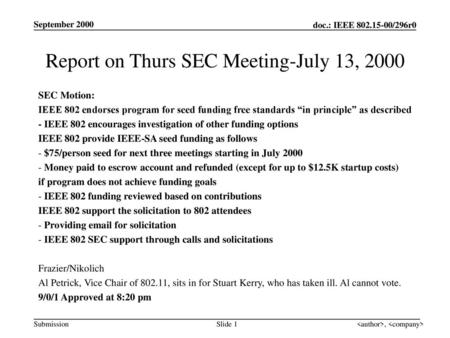 Report on Thurs SEC Meeting-July 13, 2000