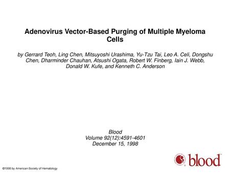 Adenovirus Vector-Based Purging of Multiple Myeloma Cells