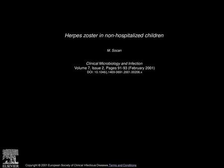 Herpes zoster in non-hospitalized children