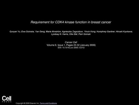 Requirement for CDK4 kinase function in breast cancer