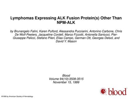 Lymphomas Expressing ALK Fusion Protein(s) Other Than NPM-ALK