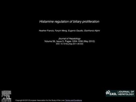 Histamine regulation of biliary proliferation