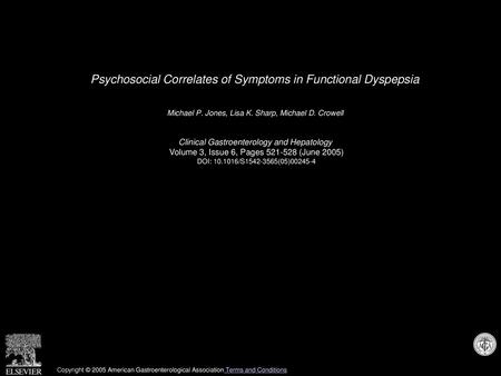 Psychosocial Correlates of Symptoms in Functional Dyspepsia