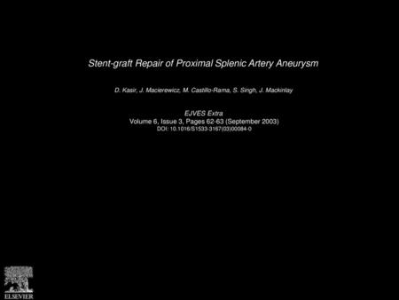 Stent-graft Repair of Proximal Splenic Artery Aneurysm