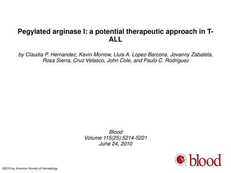 Pegylated arginase I: a potential therapeutic approach in T-ALL