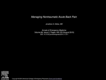 Managing Nontraumatic Acute Back Pain