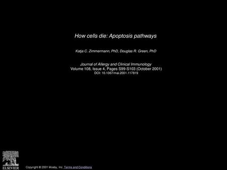 How cells die: Apoptosis pathways