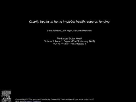 Charity begins at home in global health research funding