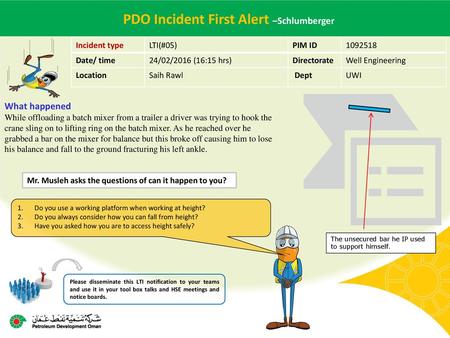PDO Incident First Alert –Schlumberger