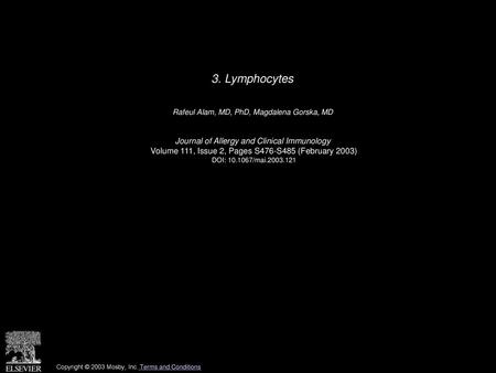 3. Lymphocytes Journal of Allergy and Clinical Immunology