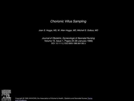 Chorionic Villus Sampling