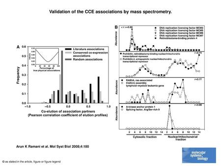 Validation of the CCE associations by mass spectrometry.