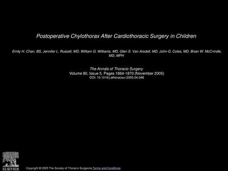 Postoperative Chylothorax After Cardiothoracic Surgery in Children