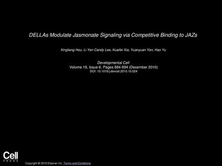 DELLAs Modulate Jasmonate Signaling via Competitive Binding to JAZs