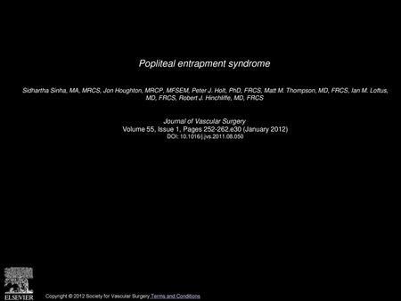 Popliteal entrapment syndrome
