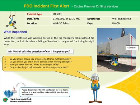 PDO Incident First Alert - Cactus Premier Drilling services