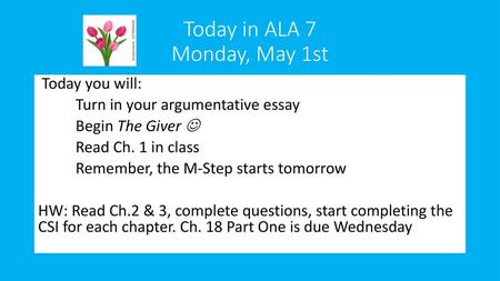 Today in ALA 7 Monday, May 1st