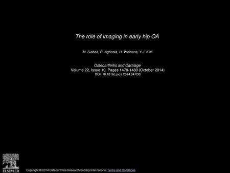 The role of imaging in early hip OA