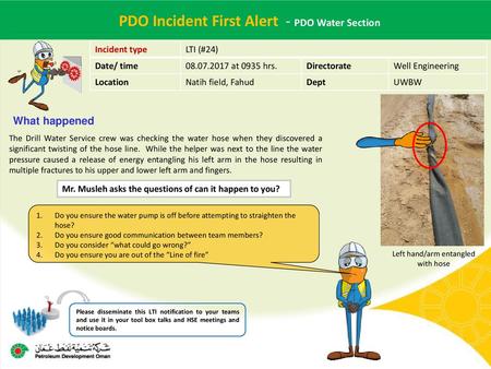 PDO Incident First Alert - PDO Water Section