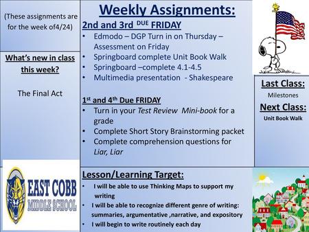 What’s new in class this week?