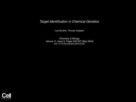Target Identification in Chemical Genetics