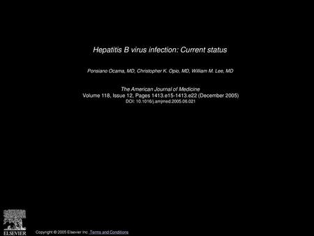 Hepatitis B virus infection: Current status