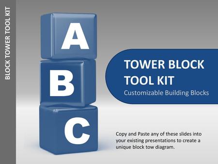 A B C TOWER BLOCK TOOL KIT BLOCK TOWER TOOL KIT