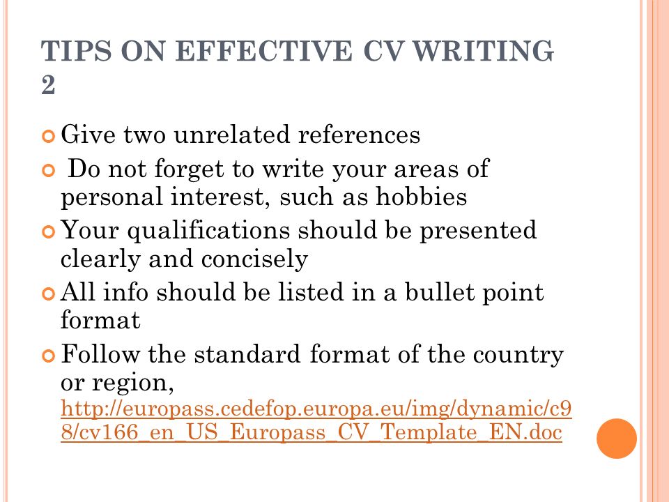 how to design an effective cv
