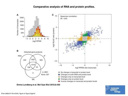 Comparative analysis of RNA and protein profiles.