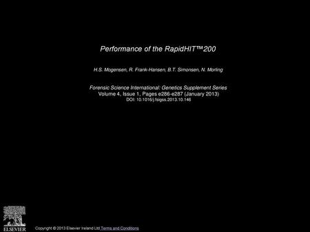Performance of the RapidHIT™200