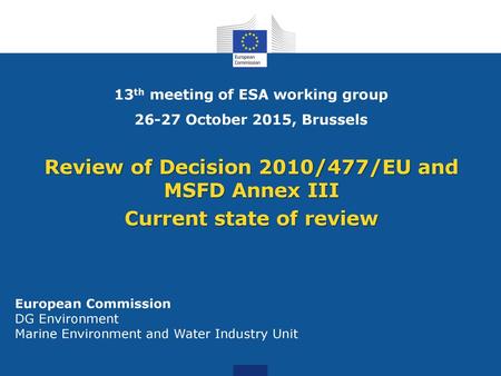 Review of Decision 2010/477/EU and MSFD Annex III